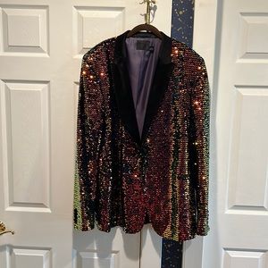 Multi Colored Fully Sequined Mens Smoking Jacket